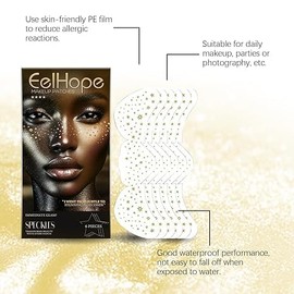 12PCS Glitter Freckle Facial Tattoo Stickers, Glitter Stardust Fake Freckle Patch Waterproof, Glitter Makeup Accessories for Women,Suitable for Music Festival Carnival Parties, Christmas & New Year