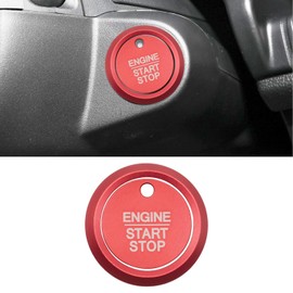 Agulier Compatible with Ford Ranger 2024 Raptor/XLT/Lariat Crew Cab Aluminium Alloy 4WD Inside & Outside Engine Start Stop Button Trim Knob Cover Accessories 1Pcs Red