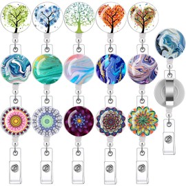 16pcs Badge Reels Retractable Badge Holders,Id Badge Holders Retractable with Clip,Cute Badge Reel for Men,Women,Girls 08