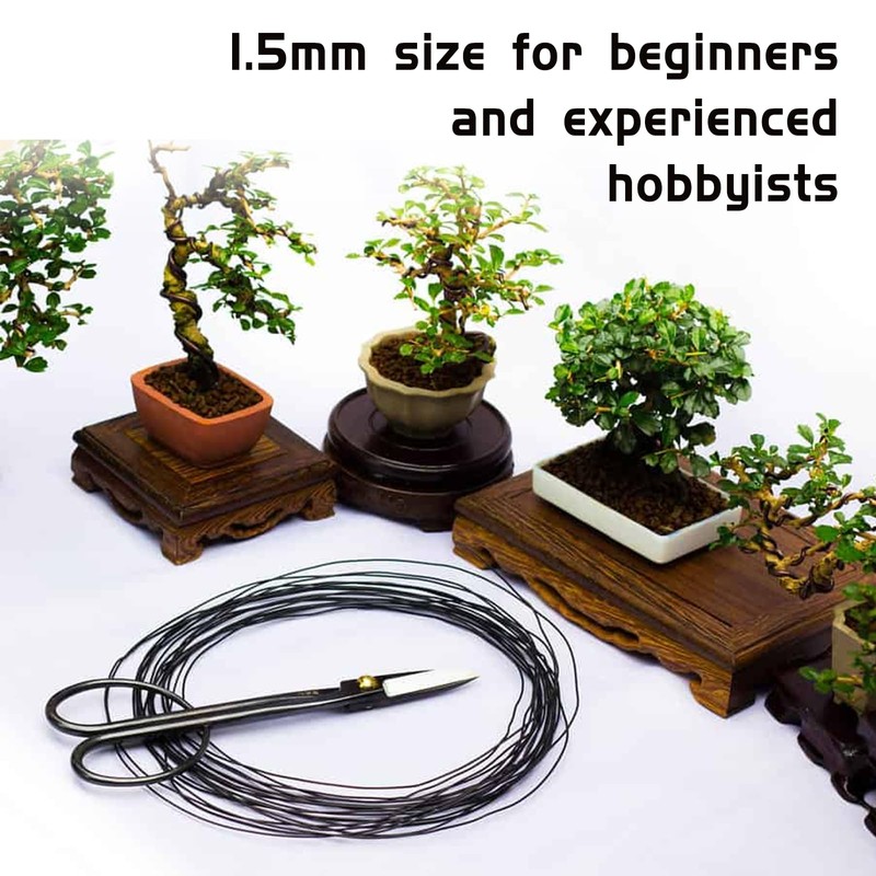 Bonsai Wire 2 Roll Black 1.5mm Aluminum Bonsai Training Wire