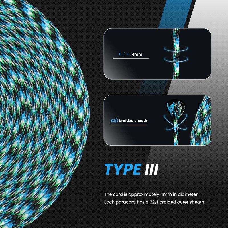 Abma Cord Paracord 620 lbs 4mm 9 Strands 100% Nylon