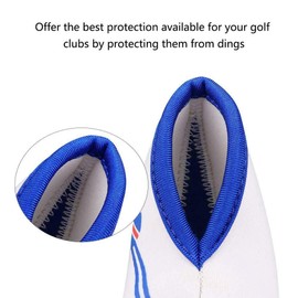 TOHMLAPE GOLF 10pcs UK Flag Patterned Neoprene Golf Club Wedge Iron Head covers cover set Headcovers Protect Case,White & Blue