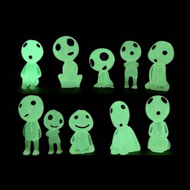 LUYING Ghibli Goods, Wooden Elf Figurine, Garden Accessory Luminous Micro Landscape Garden Decoration Shines in Dark Outdoor Patio Lawn Yard Kit (10 green)