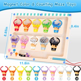 Magnetic Game Labyrinth Wooden Toy, Baby Montessori Toy Motor Skills Toy from 2 3 4 5 Years, Children's Toy Busy Board Learning Sorting Game, Magnets Children's Learning Games Gift Girl Boy