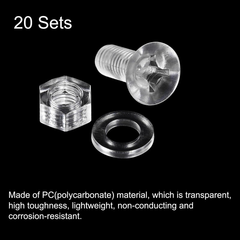 uxcell M6 x 16mm Plastic Phillips Machine Screws with Nuts