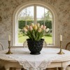 Black Lava Texture Resin Planter-Hand-painted Irregular Shape Wave-edge Flowerpot. Japanese