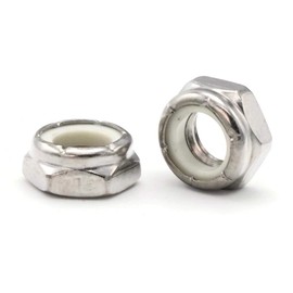Nylon Hex Jam Lock Nut Nylock 18-8 Stainless Steel - 1/4-20 (.439 Flats x .125 Height) Qty-100