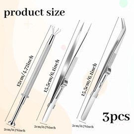 Piercing Pliers for Balls, Pack of 3 Piercing Tool, Stainless Steel Piercing Ball Pliers, Piercing Ball Screw, Piercing Opener, Pick Up Tool, Prong Claw Tweezers Set for Small Items, Diamond Jewellery