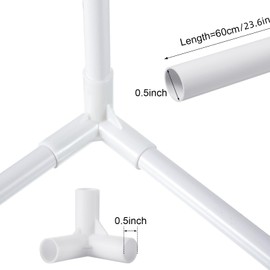 Sawysine 102 Pcs DIY PVC Projects Set Included 60 Pcs 24 Inch PVC Pipe and 42 Connection Pipe Fittings for Spring, Home, Greenhouse, Garden, Farm, Workshop, Summer(White,3/8 Inch)