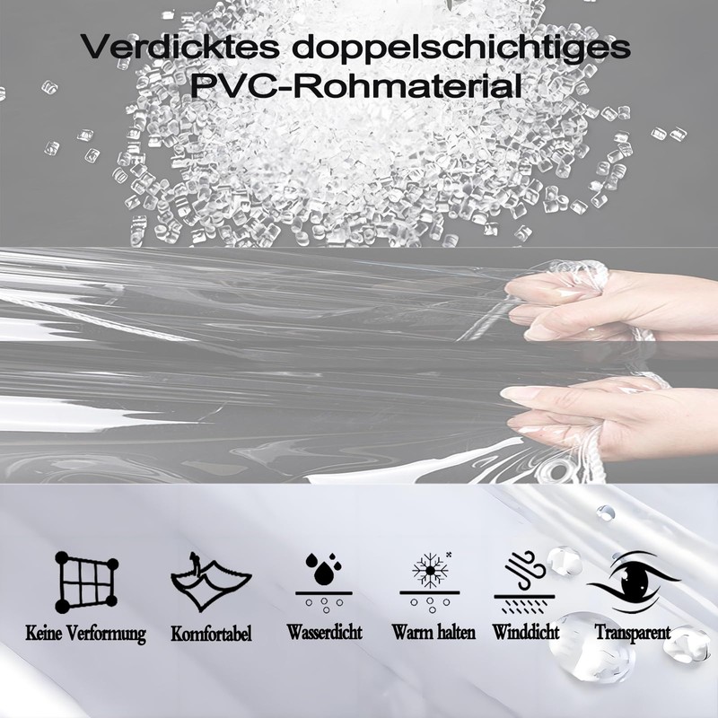 Waterproof Tarpaulin, Transparent, Tear-Resistant Wind Protection Tarpaulin, Cold Protection and