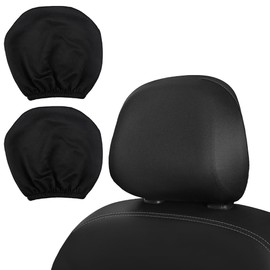 QUANTALY 2pcs Universal Car Headrest Cover Car Pillow Cover Neck Pillow Cover Elastic Fit Many Vehicles Washable Black