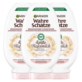 Garnier True Treasures Soothing Conditioner Gentle Oat Milk, Detangles and Moisturises, for Sensitive Hair and Sensitive Scalp, 3 x 200 ml
