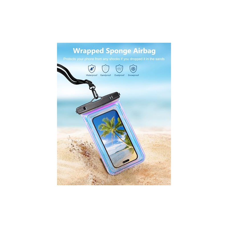 IPX68 Waterproof Phone Pouch with Lanyard - Dazzling Purple