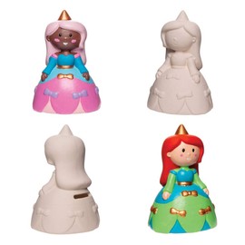 Baker Ross AW473 Princess Piggy Banks-Pack of 2, Ceramic Coin Tin for Kids to Paint and Display,5.1 x 2.9 inches