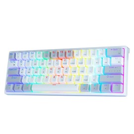 Solakaka SK961 Wireless Mechanical Keyboard 60 Percent Keyboard Tri-Mode Connection RGB Backlight Programmable Gaming Keyboard Office Backlit Mini Keyboard PC Computer Laptop Keyboard - Color: whitegrey