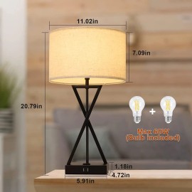 Unbranded Set of 2 Bedside Lamps Touch Control 3-Way Dimmable Modern Nightstand Table Lamp