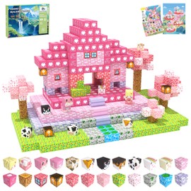 Magnetic Blocks, 48PCS Magnetic Tiles Building Blocks, Magnet Cubes STEM Sensory Game Toys Christmas Birthday Gifts for Kids Girls Age 3+ (Pink Forest)