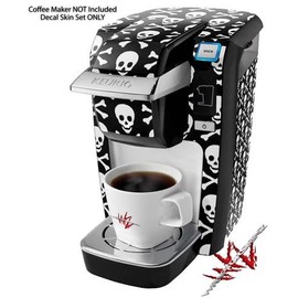 WraptorSkinz Decal Style Vinyl Skin compatible for Keurig K10 / K15 Mini Plus Coffee Makers Skull and Crossbones Pattern (COFFEE MAKER NOT INCLUDED)