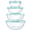 Luvan Borosilicate Clear Glass Mixing Bowls with Lids Set of