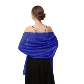 Baoqiya Chales de gasa para novias, bodas, fiestas, vestidos de noche y ocasiones especiales, Azul Real, Length(79") * Width(29")