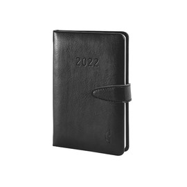 Chronoplan 50822 2022 calendar calendar book, in practical mini format (about A6, 95x140mm), imitation leather, weekly diary (1 week on 2 pages, with magnetic closure and pen holder), Black