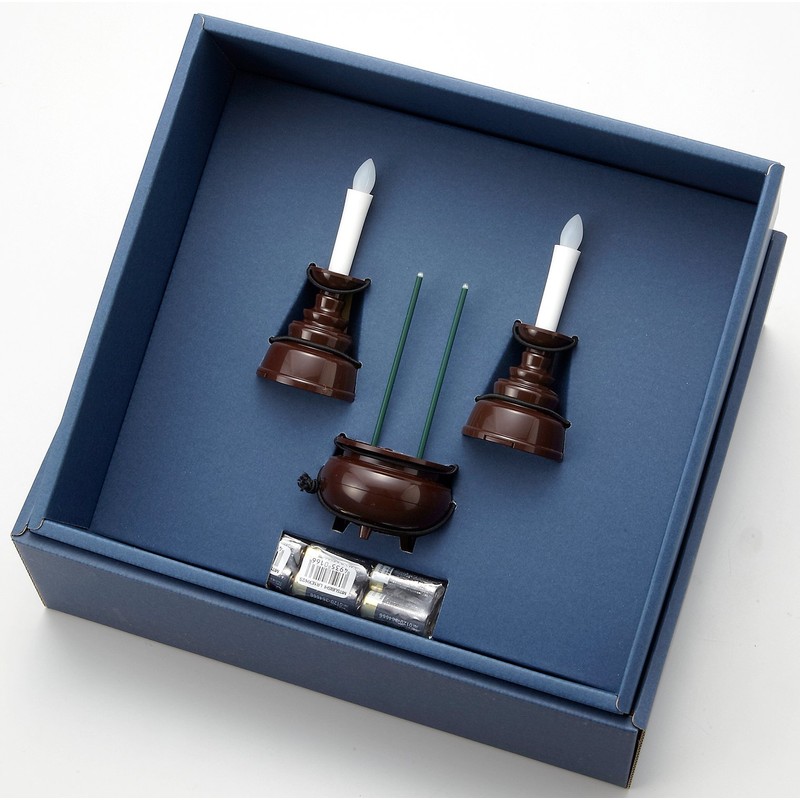 旭電機化成(Asahi Denki Kasei) 電子の火で安心・安全 スマイルキッズ 安心のろうそく・お線香セット ブラウン (ろうそく2個・お線香 1個入りセット) AGI-102DB