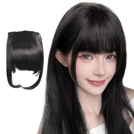 GFun Bangs Wig, Natural Side Bangs, Full Hand Plant, Partial Wig, Point Wig, Costume, Everyday, Natural Black