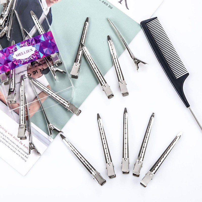 24pcs Hair Sectioning Clips with Styling Comb, 3.5 Inches Duckbill
