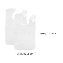 Amagogo 2 Pieces Adult Bibs for Eating, Adult Feeding Bibs Women Seniors Men Reusable Clothing Protectors, Washable for Car Trips, White