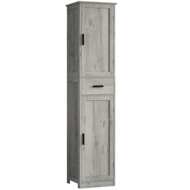 usikey 67“ Tall Storage Cabinet with 4 Shelves, Bathroom Cabinet with 2 Doors, Narrow Storage Cabinet for Living Room, Home Office, Gray