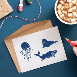 BENECREAT 3PCS 13 Styles Sea Creatures Cutting Dies, Aquatic Creatures Dolphin Octopus Starfish Carbon Steel Cutting Stencils for Scrapbooking, Embossing, Album Photo, Card Making, 0.8mm Thick
