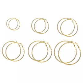 Fenzer B2G1 FREE 6 Pairs Gold Hoop Earrings Set (5cm, 4.5cm, 4cm, 3.5cm, 3cm, 2.5cm)