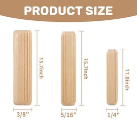 Sukh 200Pcs Wooden Dowel Pins - Wooden Dowels Fluted Wood Dowel Pins with 1/4，5/16 and 3/8-inch for Joining in Furniture, Cabinets and Other Woodworking Projects or Crafts.…