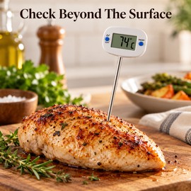 Digital Food Thermometer for Cooking & BBQ – Instant-Read Probe Temperature Gauge for Meat, Oil, Water & Chocolate