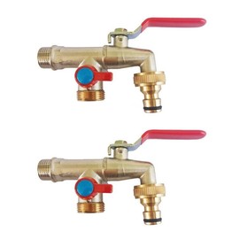 HQMPC 2PCS Bibcock Double Output Garden Tap Double Outlet Garden Outdoor Tap Ball Valve Faucet Hose Fitting …