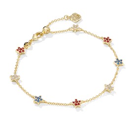 Kendra Scott Sierra Star Crystal Delicate Chain Bracelet, 14K Gold-Plated Brass, Fashion Jewelry for Women, Red White Blue Mix