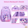Purple Unicorn Backpack for Girls, 3 in 1 Kids Backpack