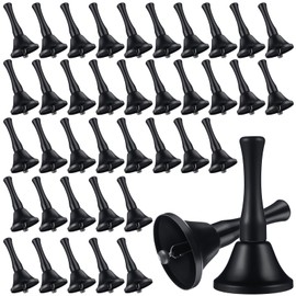 Yeshone 50 Pcs Hand Steel Call Bells Bulk Wedding Dinner Service Bells with Wood Handles for the Sick Elderly Alert Classroom Alarm, 1.97 x 3.66 Inches (Black)