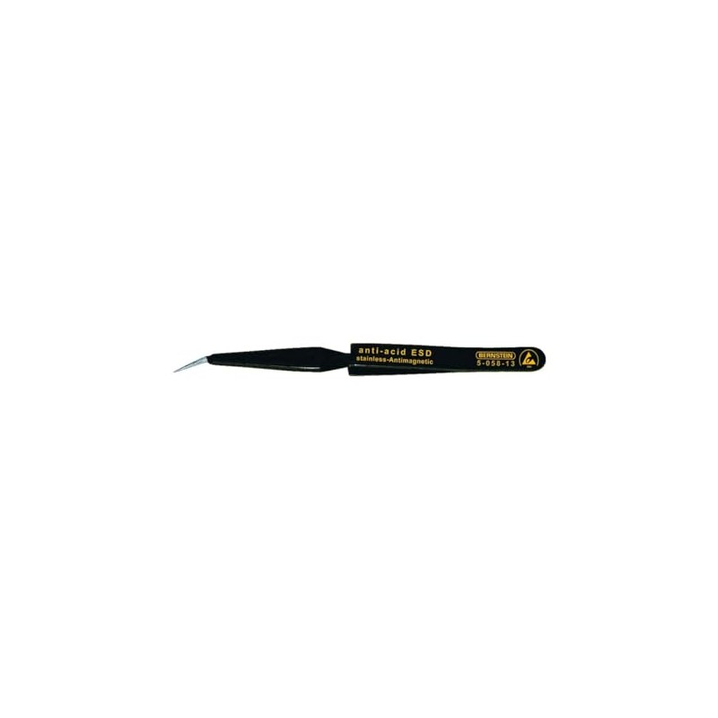 Bernstien SMD cross tweezers, 120 mm, selflocking, bent, pointed, with