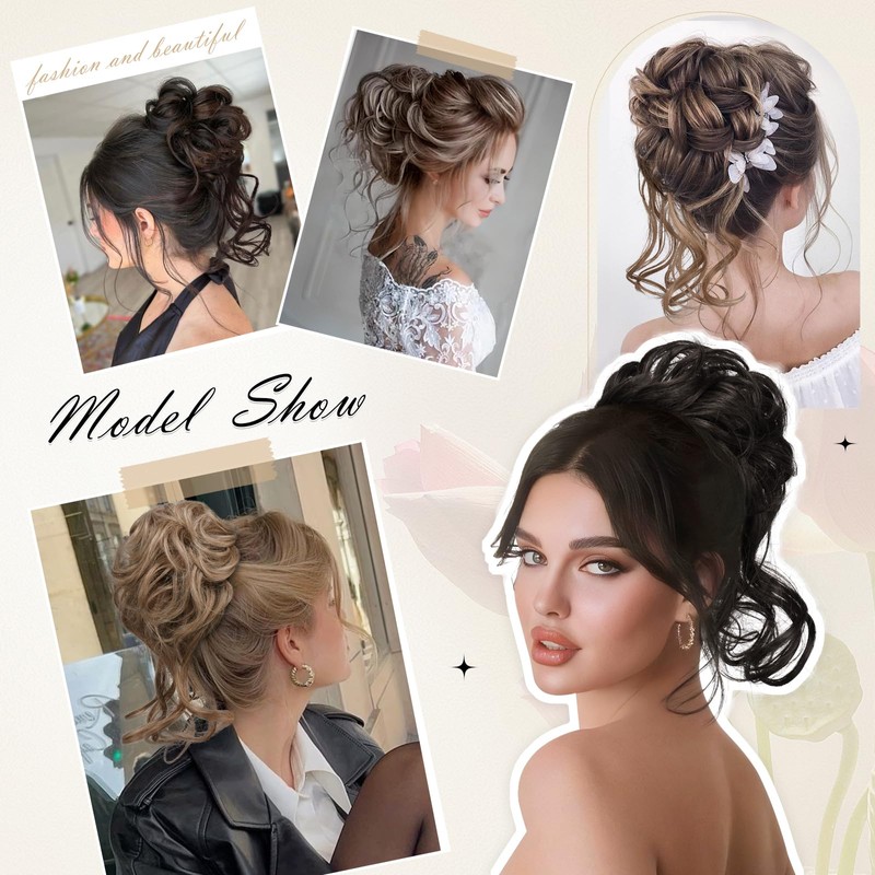 SOFEIYAN Messy Bun Hair Piece Curly Wavy Hair Bun Extensions