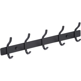 AZW Coat Rack Wall Mount,Heavy Duty Stainless Steel Metal Coat Hooks Hanging for Robes Bags Keys Hat Clothes and Bathroom Door Towels Hanger(Matte Black 5 Hooks)