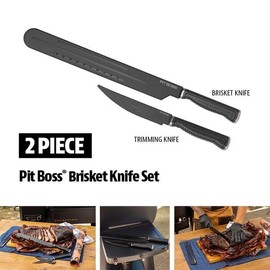 FYNORI 2-Piece Brisket Carving Knife Set, Made WITH Black Stainless Steel, WITH Plastic Sheath