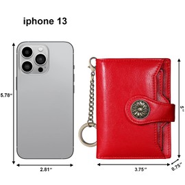 Travelambo Small Womens Wallet with 2 ID Windows, RFID Blocking Bifold Leather Card Holder Purse with Zipper Coin Pocket