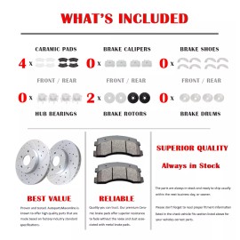 Autopartspconline Rear Drilled Brake Rotors Ceramic Pads for 2010 2011 - 2018 Ford F-150 6 Lugs