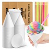 Roshtia 1200 Pcs 6oz Snow Cone Cups with Straw Spoon