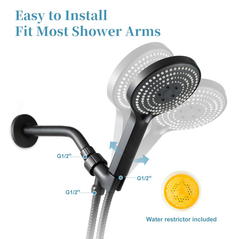 OFFO Handheld Shower Head Set, 6-Mode High Pressure Handheld Sprayer