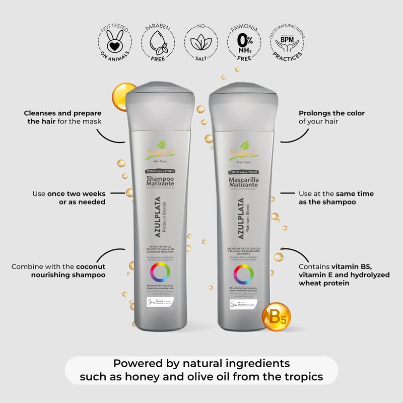 naissant Silver Ash Blonde Hair Blue Shampoo | Eliminates Brassiness