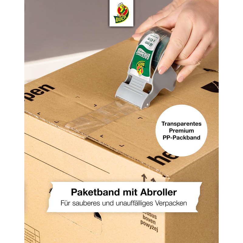 Duck Easy Start Packing Tape - Transparent Tape for Careful