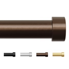KAMANINA Bronze Curtain Rods 32 to 58 Inch (2.6-4.8 Feet), 1 Inch Heavy Duty Window Curtain Rod, Modern Adjustable Drapery Rods with End Cap (32"-58")