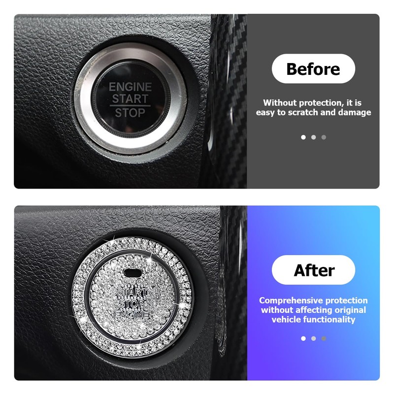 BELOMI 2 Pcs Bling Car Engine Start Stop Button Decorative